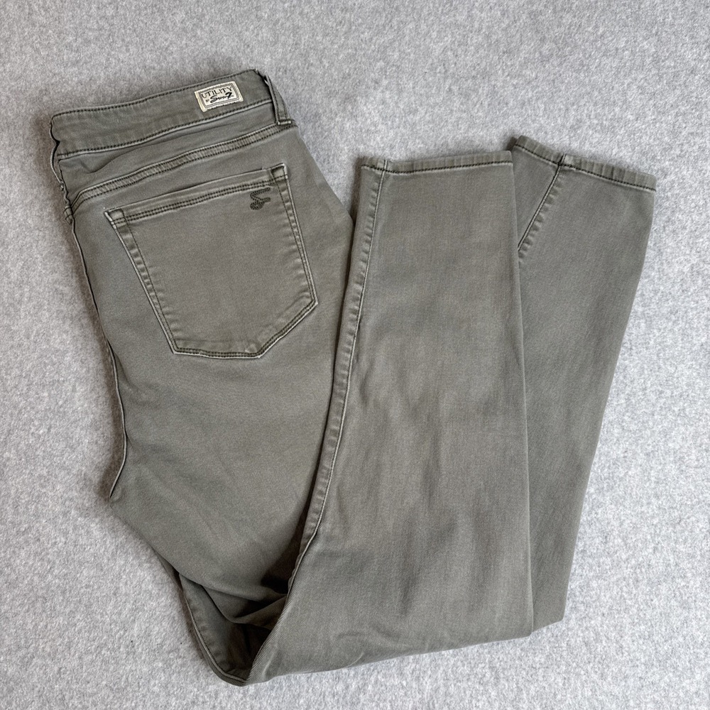 Seven7 Pants Womens 14 Green Utility Ankle Skinny Mid Rise Zip Fly Stretch Twill
